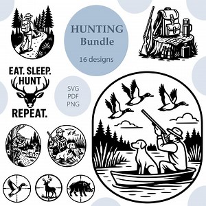 Hunting SVG 16 Vector Design Bundle: Engrave Laser, Print, DIY (digital Download) - Etsy