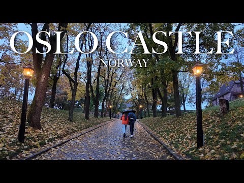 🇳🇴 Rainy Walk in Oslo's Medieval Fortress at Dusk | Autumn in Norway
