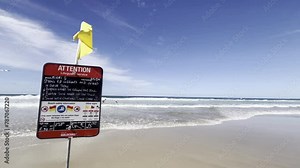 Lifeguard stand at Gold Coast's Miami Beach featuring essential beach safety and today's wave forecast.