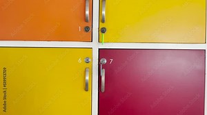 gym lockers. Lockers with colored keys. Lockers in the hotel. Inside. public gym.
