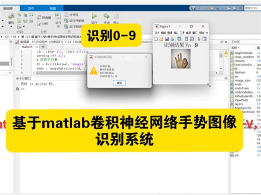基于matlab卷积神经网络手势识别系统【源码123】手势0-9，可以教你如何添加其它图像