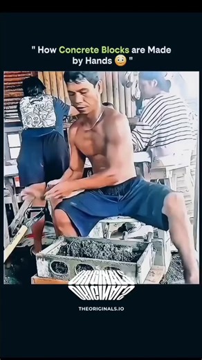 KNOWLEDGE ILLUSION on Instagram: "Before machines took over construction sites, concrete blocks were shaped entirely by human hands — and this process still survives in many parts of the world. A precise mix of cement, sand, gravel, and water is packed into molds and compressed using pure physical force and skill. The strength of each block depends on the mix ratio, compaction pressure, and curing time, not machines. After molding, the blocks are left to cure slowly, allowing chemical hydration