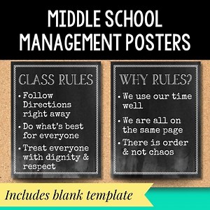 Classroom Rules Poster Editable Procedures Sign for Middle School Classroom Decor Back to School Behavior Management Chalk Theme Printable - Etsy