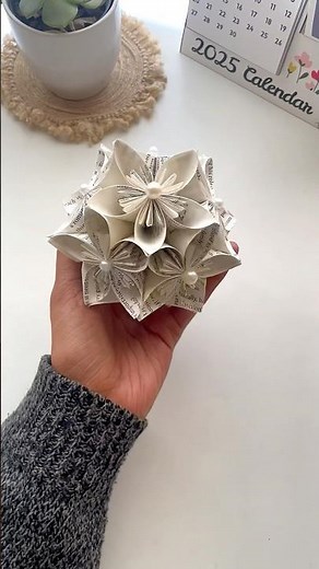 kusudama Flower ball with old paper | Flower ball tutorial | Art beats