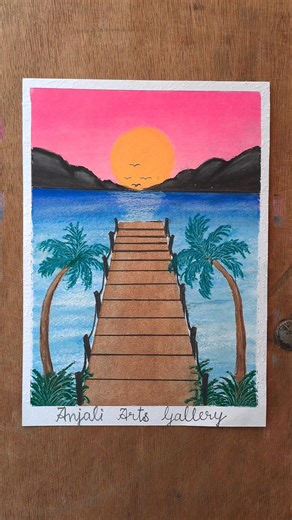 Easy bridge scenery for beginners #art #scenery #shorts