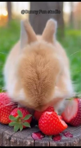 Bunny eating strawberry #rabbit #bunny #cuterabbit #cute #animals #aianimation #animationshort