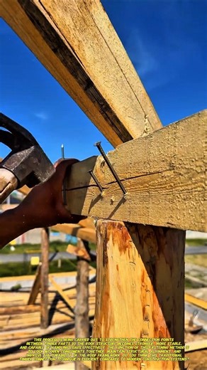 Traditional Timber Joint Fastening | Manual Roof Frame Connection Technique.