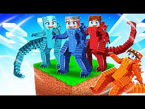 10 Friends on ONE GODZILLA BLOCK in Minecraft!