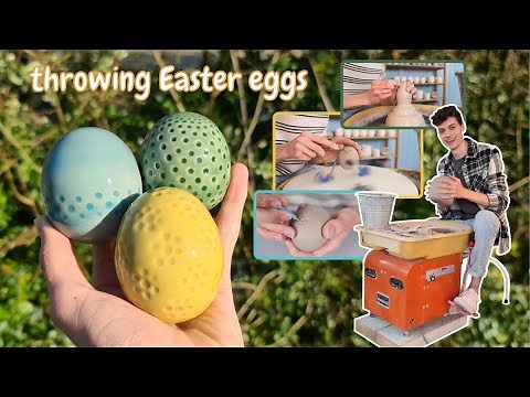 Making Ceramic Easter Eggs on the potter's wheel // throw off the hump // Easter pottery project