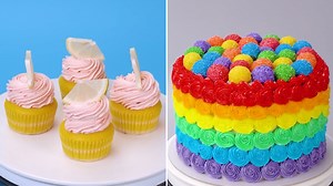 Lemon Cupcakes & Rainbow Layer Cake