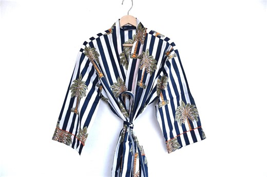 Handmade Cotton Kimono Robe, Indian Block Print, Resort Wear - Etsy