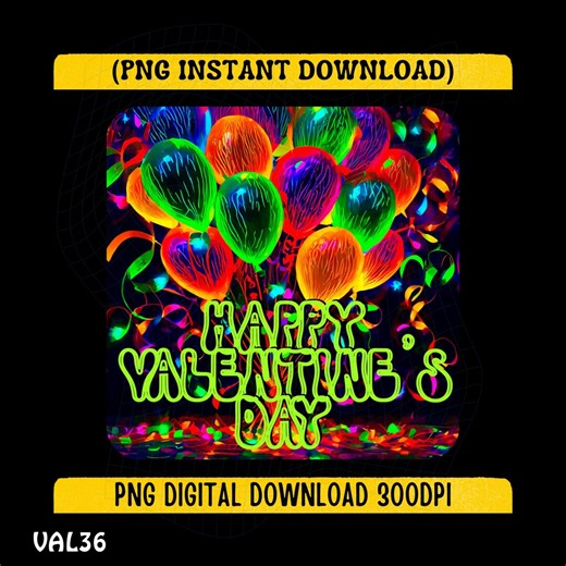NEON Balloons - Vivid - Happy Valentine's Day (PNG Digital Download 300DPI - Etsy