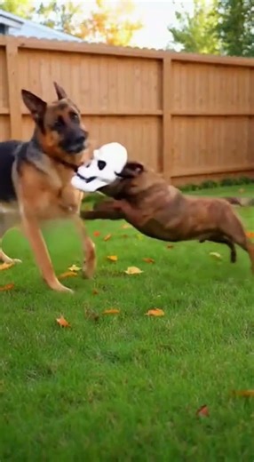 Pitbull, Dachshund Mix Jump Scares German Shepherd.