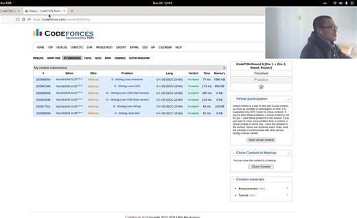 【Codeforces】CodeTON Round 9菜鸡ABC1C2DE实况复盘：E将近2个小时，还是漫开心的～