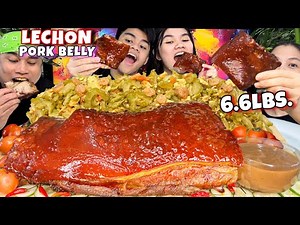 OVEN COOKED 6.6 LBS. LECHON PORK BELLY & GINISANG AMPALAYA W/ COCKTAIL SHRIMP MUKBANG PINOY MUKBANG