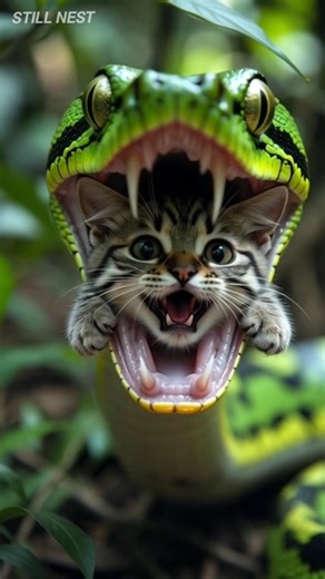 🔥Cat vs Giant Python 🐍😨 | Realistic Fantasy Creature Attack! Still Nest #shorts #snake #2026trend