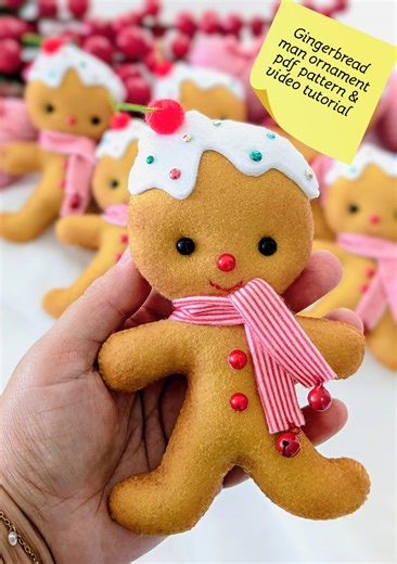 Gingerbreadman Ornament Sewing Pattern: DIY Project (PDF Pattern) - Video Tutorial - Etsy Canada