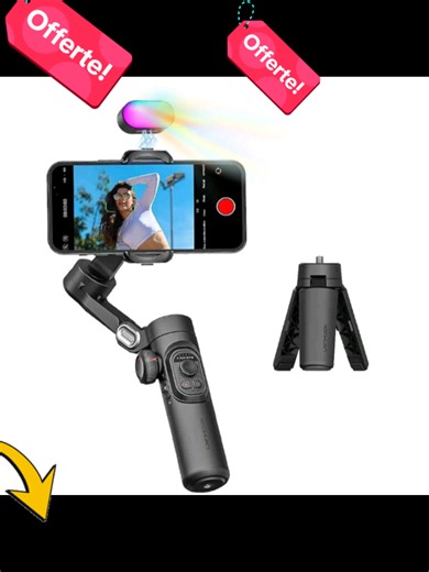 Supporto per riprese portatile a 3 assi stabilizzato. Stabilizzatore girevole con riconoscimento facciale automatico per video in diretta. Strumento per creatori di contenuti. #shoppingtime #vetrina #videomaker #creatorcontent #accessories