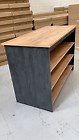 Kitchen Island Modern Breakfast Bar Shelves Black Concrete & Oak Effect KI04  | eBay UK
