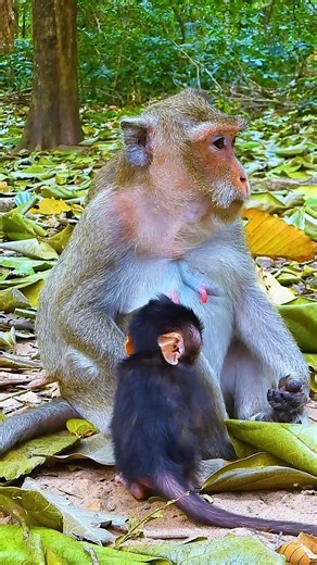15 reactions | Baby monkey sniffs a leaf before nibbling it for the first time | Angkor Forest | Facebook
