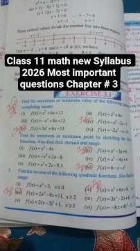 Class 11 math new Syllabus 2026 Ch 3 Theory of Quadratic functions important questions #2026 #shorts