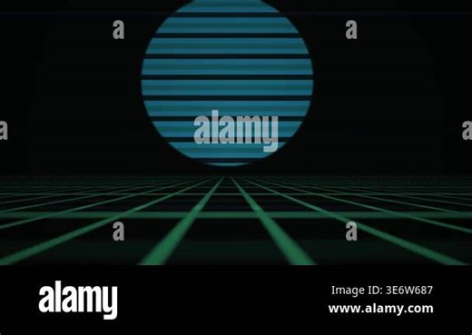 Green neon lines on a black background with a blue circle Stock Video Footage - Alamy