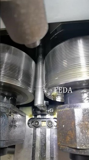 FEDA Hydraulic Thread Rolling Machine FD-15T is Used for Bar Processing in Through Feed Mode.