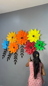 Paper Flowers Wall Decor Idea #reels #crafts #i#ideas | Deep's CRAFT