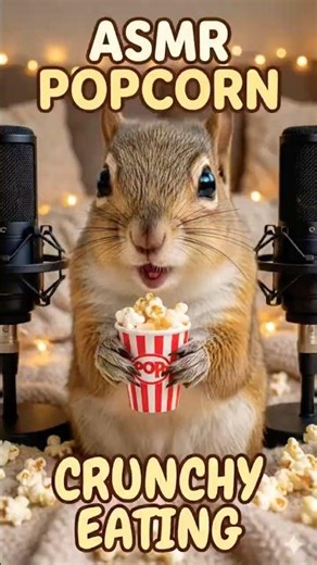 ASMR Popcorn Eating Sounds🍿🐿️ 🎙️أصوات أكل فشار مقرمشة #ASMR #trending #squirel #shorts #aividsong