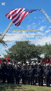 Fellow officers and the public Thursday gathered for the funeral of senior Houston Police Department officer Alex Roberts, who was killed in a crash earlier this month near Palestine, Texas. 🔗bit.ly/3Kkhk2B | Houston Chronicle