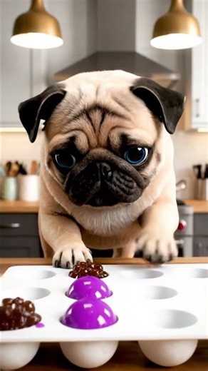 Pug Puppy Buys Bubble Tea - Makes Frozen Boba Pops! 🐕 #shorts #pug