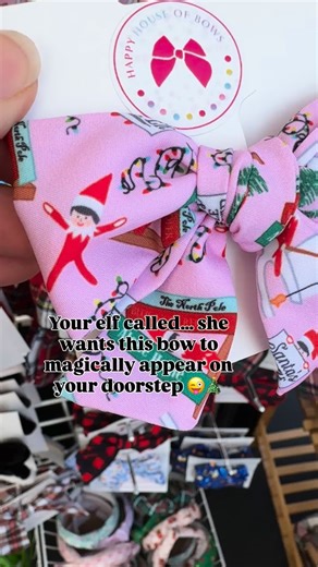 🎀 Hair bows & headbands for babies and kids 🎀 on Instagram: "Your elf called… she wants this bow to magically appear on your doorstep 😜🎄 Make the season extra cute — grab yours today! 🎀 SHOP Now! #elfontheshelfideas #elfontheshelfbows"