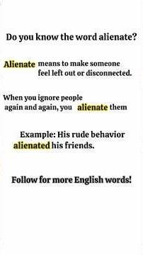 Alienate Meaning in English | Daily Vocabulary Short#Alienate #EnglishShorts #Vocabulary