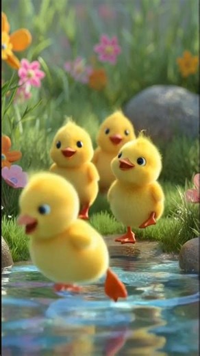 Cute Ducklings Playing by the Pond 🐥💛 | Realistic 3D Pixar Style Cartoon Short