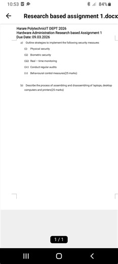 Harare PolytechnicIT DEPT 2026 Hardware Administration Research... | Filo