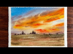Watercolor Sunset Sky Painting Tutorial