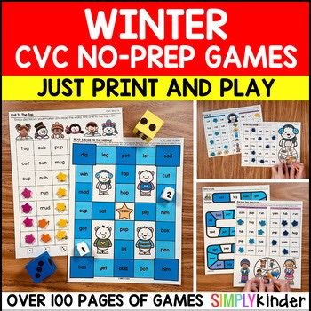 Winter CVC Games – No-Prep Literacy Activities for Kindergarten and First Grade