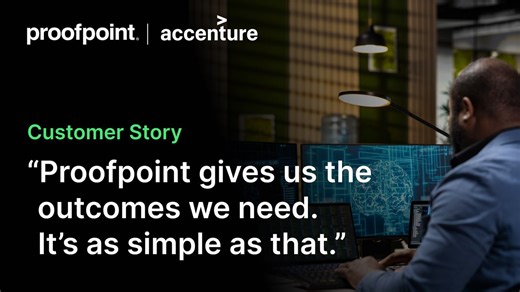 Proofpoint empowers global enterprises, including Accenture, to stay ahead of evolving threats, simplify security operations, and reduce risk. Explore the full case study to hear from Accenture’s CISO, who shared their real-world cybersecurity challenges and why they chose Proofpoint as a trusted partner. https://brnw.ch/21wZ9tc | Proofpoint