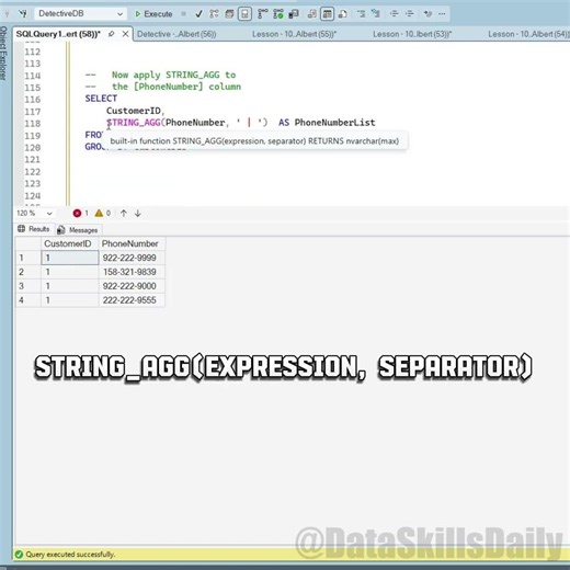 Combine values from multiple rows into one horizontal list using STRINGS_AGG in SQL Server