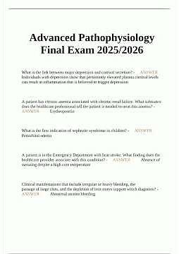Advanced Pathophysiology Final Exam 2025/2026