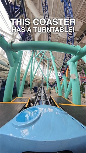 One of the world’s most UNIQUE coasters… it goes both forward- AND BACKWARDS?! 🎢 Sandy’s Blasting Bronco @American Dream #newjersey #americandream #newyorkcity #rollercoaster #mall