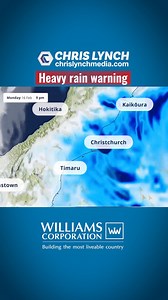 Severe weather: Heavy Rain Warning for parts of Canterbury, including Banks Peninsula. | Chris Lynch