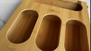 Ziplock Bag Storage Organizer, Ceephouge Plastic Bag Container for Kitchen Drawer, Bamboo Openable Baggie Dock for Filling, Compatible with Ziploc, for Gallon, Quart, Sandwich & Snack Bags (4 Slots)