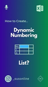 Excel Tricks to get Dynamic Numbering after each task! #microsoftexcel #excelshortcuts #exceltipsandtricks #numbering #productivityhacks | SUS ONLINE