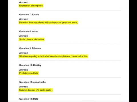 GED VOCABULARY EXAM QUESTIONSActual Qs and Ans - Expert-Verified Explanation -Guaranteed passing