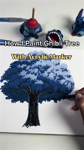 Acrylic Marker Painting Tutorial: Ghibli Tree