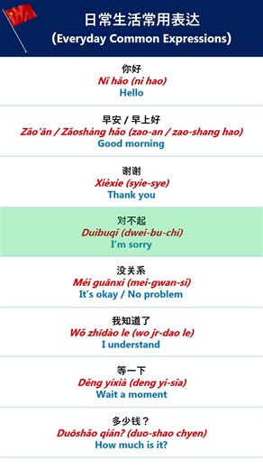 ✅日常生活常用表达 Everyday Common Expressions