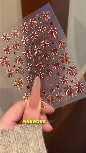 Firework Nail Stickers 💅🎆✨ | Classic Pink, Red & White Designs for Any Season #naildesign