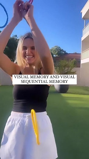 VISUAL MEMORY AND VISUAL SEQUENTIAL MEMORY ACTIVITY IDEA Visual memory refers to a child’s ability to remember a single object. To work on this, present one colour and then have the child repeat it back to you (verbally, written or using alternate methods of communication). Visual sequential memory refers to a child’s ability to remember a sequence or pattern. Here you can present a sequence of colours and pictures and repeat the steps above. I used $5 pool rings from Kmart however you can use a