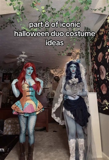 @Vi part 8 of iconic halloween duo costume ideas!! #nightmarebeforechristmas #corpsebride #corpsebridecosplay #sallycosplay #halloweencostume emily sally cosplay costume